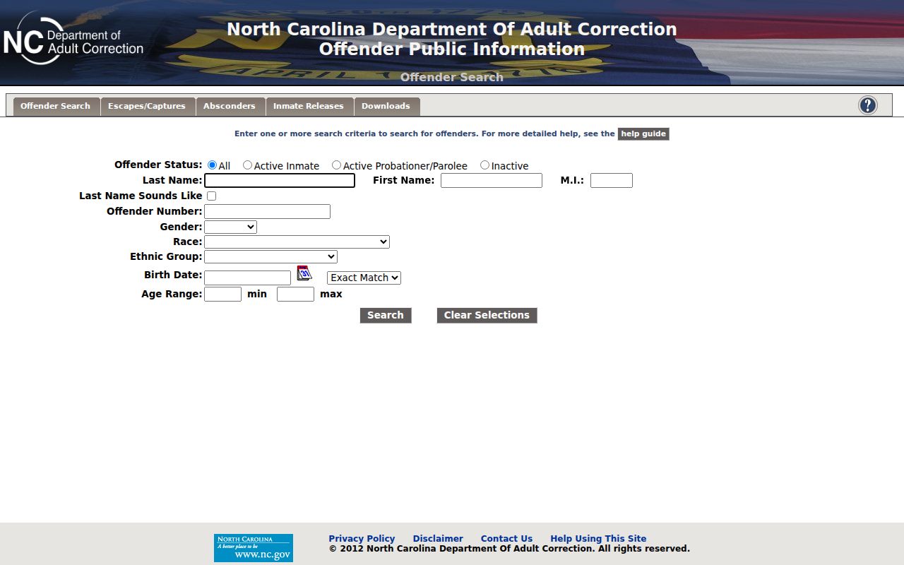 Yancey County arrest history NCDAC offender search
