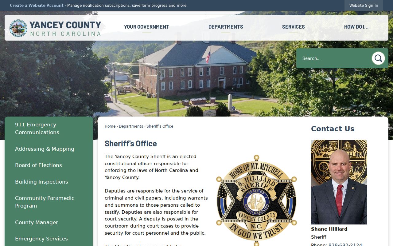 Yancey County arrest history Sheriff and jail information