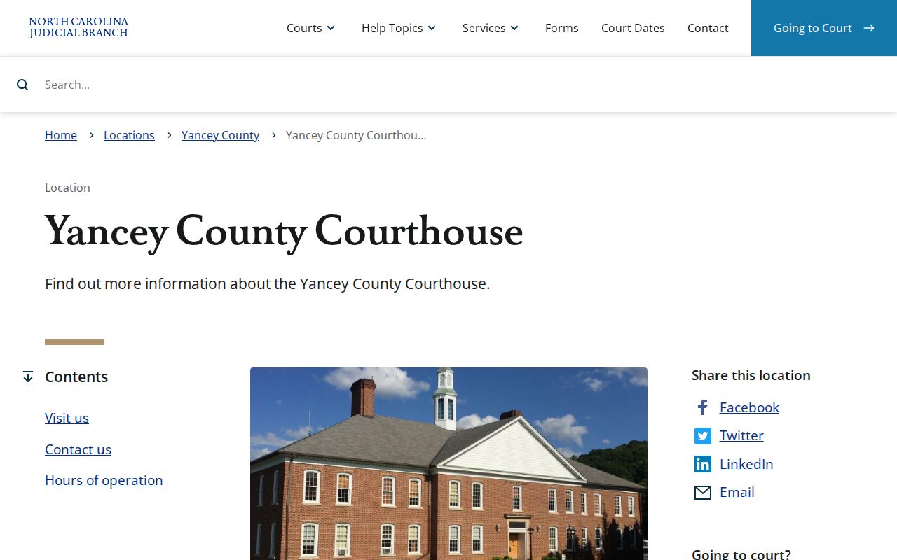 Yancey County criminal court cases courthouse information