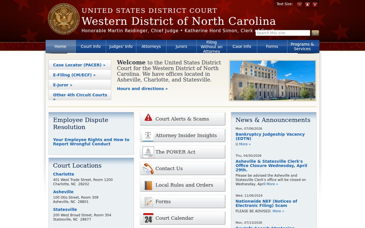 Federal court serving Yancey County criminal records searches