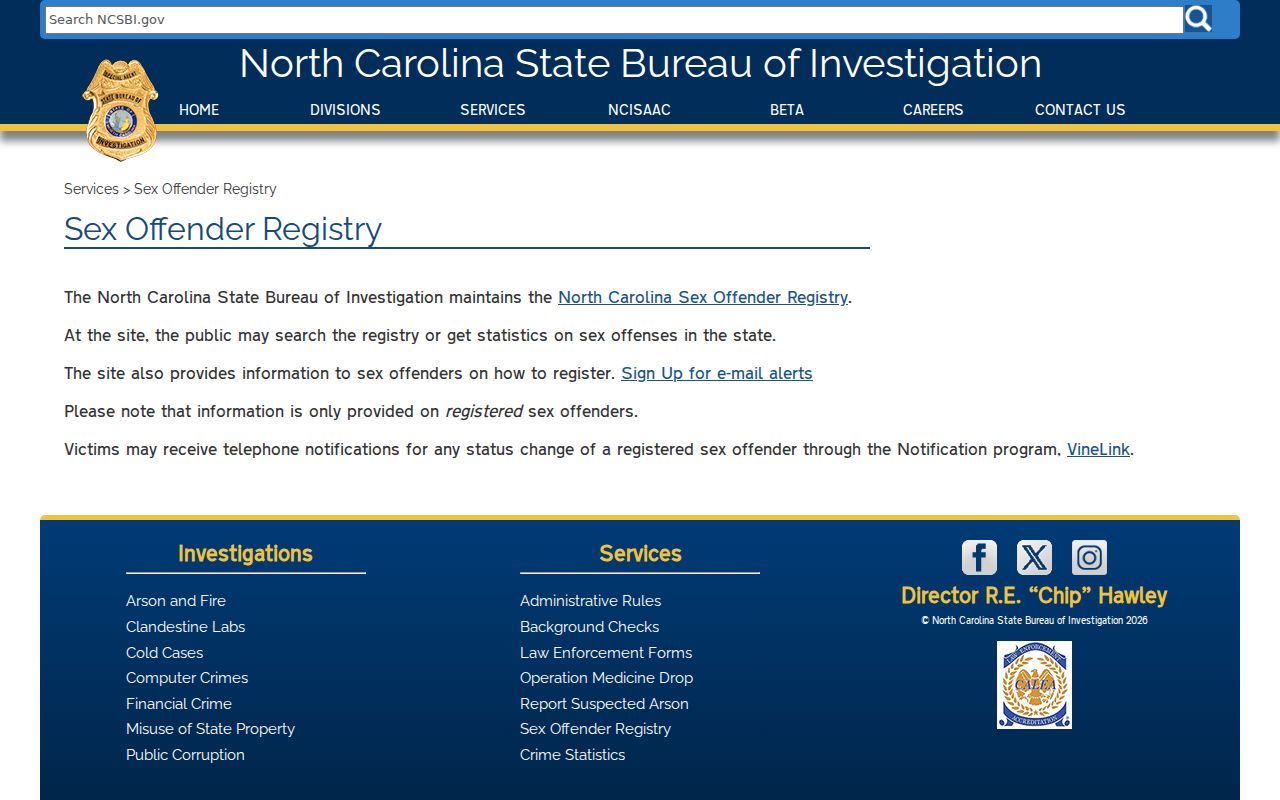 Yancey County sex offender registry SBI service overview